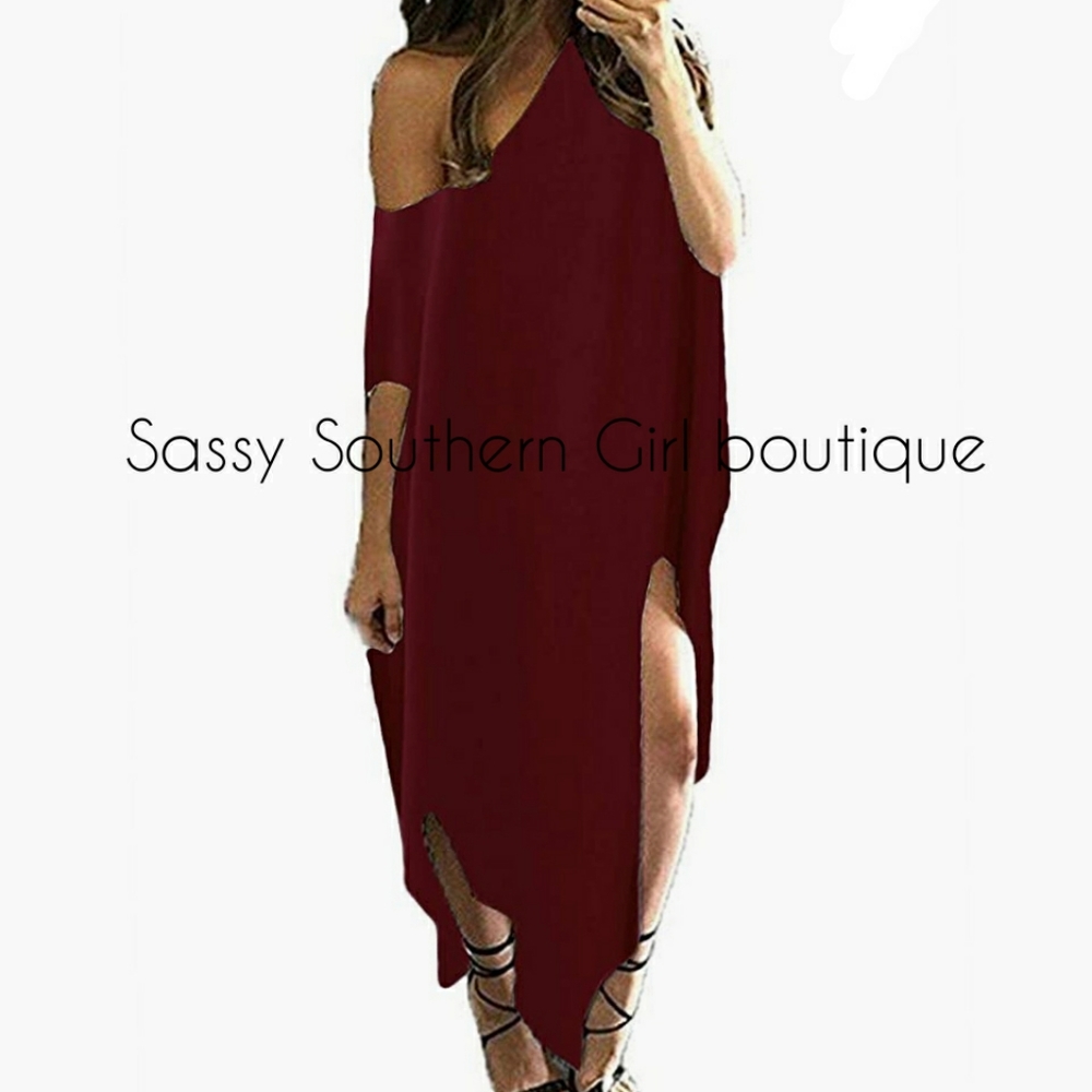 🆕⭐Wine red off shoulder maxi kaftan dress